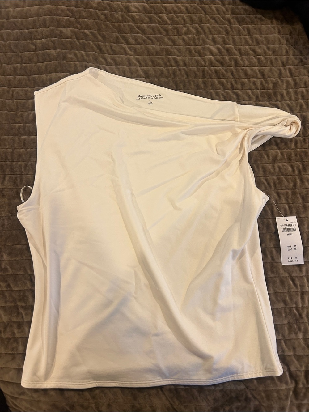 Abercrombie & Fitch Asymmetric One-Shoulder White Tank